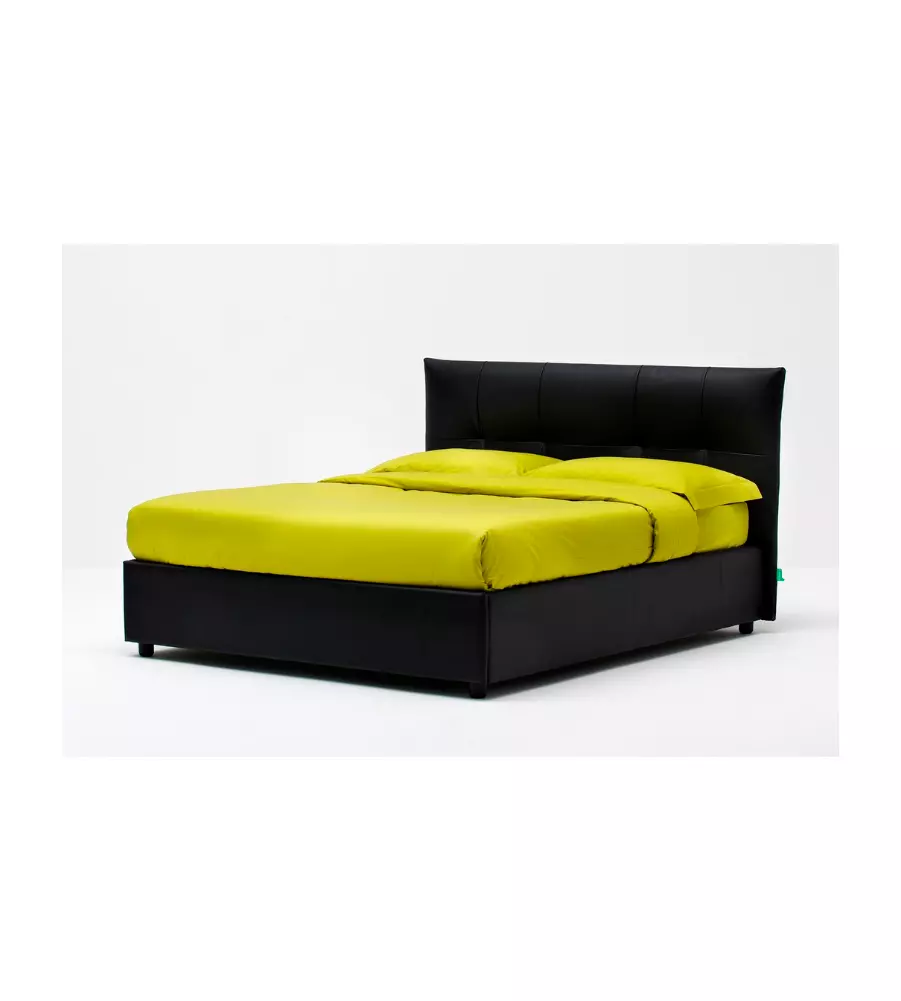 Letto matrimoniale "easy" nero con rete e contenitore, 160x190 cm